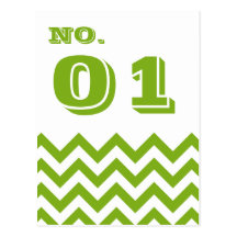 Chevron Wedding Table Number Cards Postcards