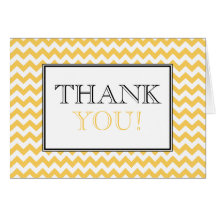 Chevron Yellow & White Thank You Card