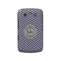 Chevron Zigzag Navy Blue Pattern Monogram Blackberry Bold Cover