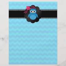 Chevrons de fantaisie de bleu de hibou prospectus personnalisés