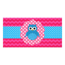 Chevrons mignons de rose de hibou carte avec photo