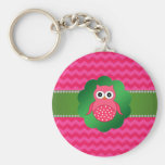 Chevrons mignons de rose de hibou porte-clé