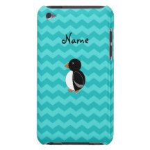 Chevrons mignons de turquoise de pingouin étuis iPod touch