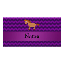 Chevrons nommés personnalisés de pourpre de cheval cartes avec photo