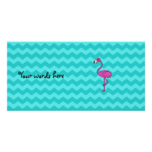 Chevrons roses de turquoise de flamant photocarte customisée