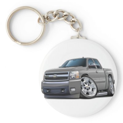 Chevy Silverado Silver Extended Cab Keychains by maddmaxart