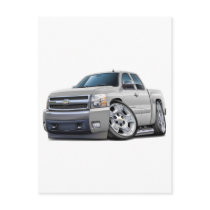 Chevy Silverado White Extended Cab Post Card