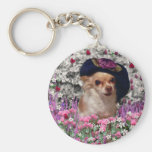 Chi Chi in Flowers Keychain - Chihuahua