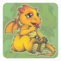 Chibi Dragon Square Stickers