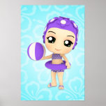 Chibi Girl Summer Time Pool Party Poster