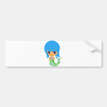 chibi magical mermaid blue hair bumper stickers