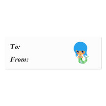 chibi magical mermaid blue hair business card