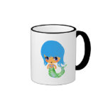 chibi magical mermaid blue hair coffee mug