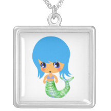 chibi magical mermaid blue hair custom jewelry
