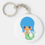 chibi magical mermaid blue hair keychains