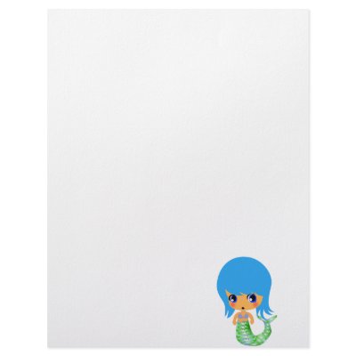 chibi magical mermaid blue hair customized letterhead by doonidesigns