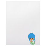 chibi magical mermaid blue hair letterhead