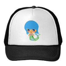 chibi magical mermaid blue hair mesh hats