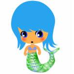 chibi magical mermaid blue hair photo cutouts