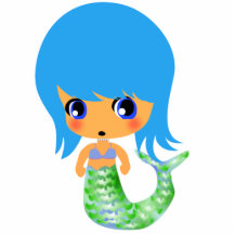 chibi magical mermaid blue hair photo cutouts