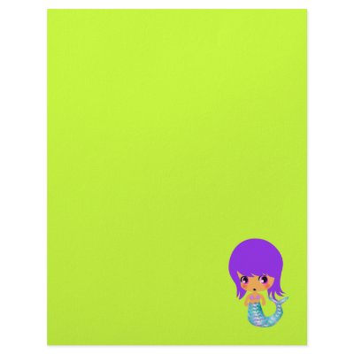 chibi magical mermaid purple hair letterhead by doonidesigns