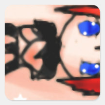 chibi mignon anime-rouge autocollants carrés