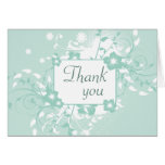 Chic aqua teal floral swirls wedding thank you card