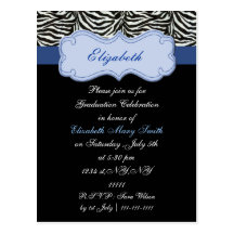 chic blue Graduation party Invitation Post Cards