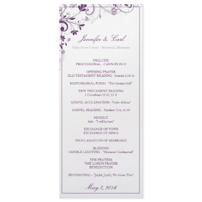 Chic Bouquet Program (Plum) Personalized Invites by karmakaydesigns