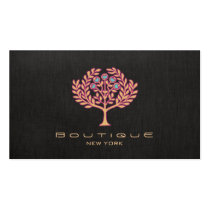 Chic Boutique Elegant Tree Logo Linen Look business cards