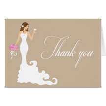 Chic Brown Modern Bride Thank You Greeting Card