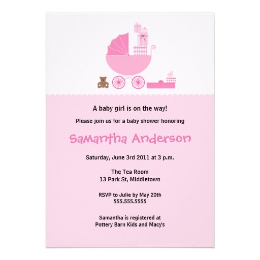 Chic Carriage Baby Shower Invitation - Girl