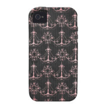 chic chandelier mod pink black damask vibe iPhone 4 case