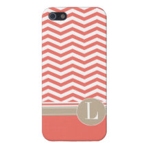 Chic Chevron Monogram | coral iPhone 5 Covers