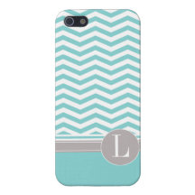 Chic Chevron Monogram | teal iPhone 5 Cover