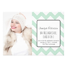 Chic Chevron Zigzag Green Graduation Card