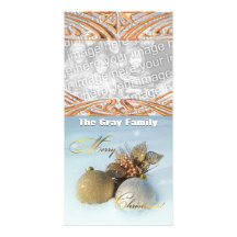 Chic Christmas Ornaments in Snow Custom Add Photo Personalized Photo Card