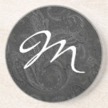 chic classy black white grey demask Letter costars Coaster