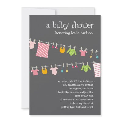 Chic Clothesline Baby Shower Invitation (Girl) by berryberrysweet