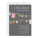 Chic Clothesline Baby Shower Invitation (Girl)
