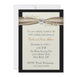 Chic Cream and Black Anniversary Invitation