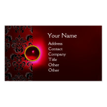 CHIC DAMASK GEM  MONOGRAM red burgundy Business Card Templates