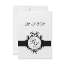 Chic Damask Monogram RSVP Card Wedding