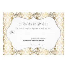 Chic Damask RSVP [Gold] Custom Invitation