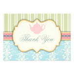 Chic Damask & Stripe Bridal Shower Tea Invitation