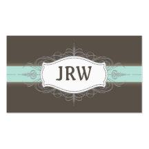 Chic Deco Frame Monogram Baby Blue Business Card