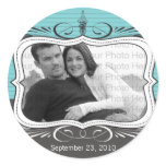 Chic Deco Save the Date Announcement Seal: aqua
