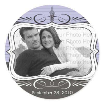 Chic Deco Save the Date Announcement Seal : lilac Round Sticker by TheWeddingShoppe