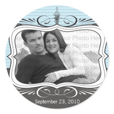 Chic Deco Save the Date Announcement Seal: powder Round Sticker by TheWeddingShoppe