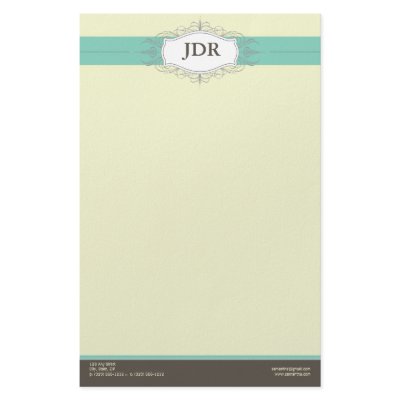 Chic Deco Teal Customized Stationery by BizCardShoppe